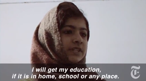 Screenshot von Malala Yousafzai aus New York Times Dokumentation