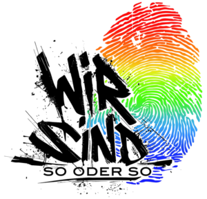 Motto Logo ColognePride 2013: Wir sind. So oder so mit Fingerabdruck in Regenbogenfarben